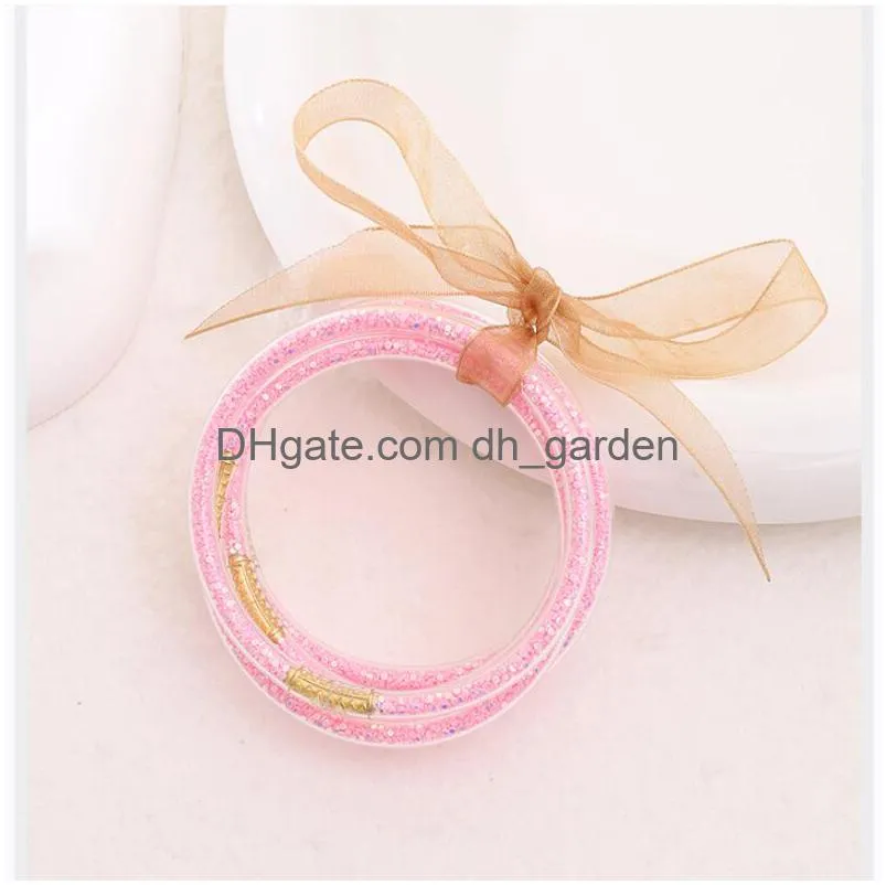 gold powder particles shiny colors buddhist rush sequins bracelet fine bharm girls sile plastic glitter jelly lucky charm buddha light gift 6.5cm diameter