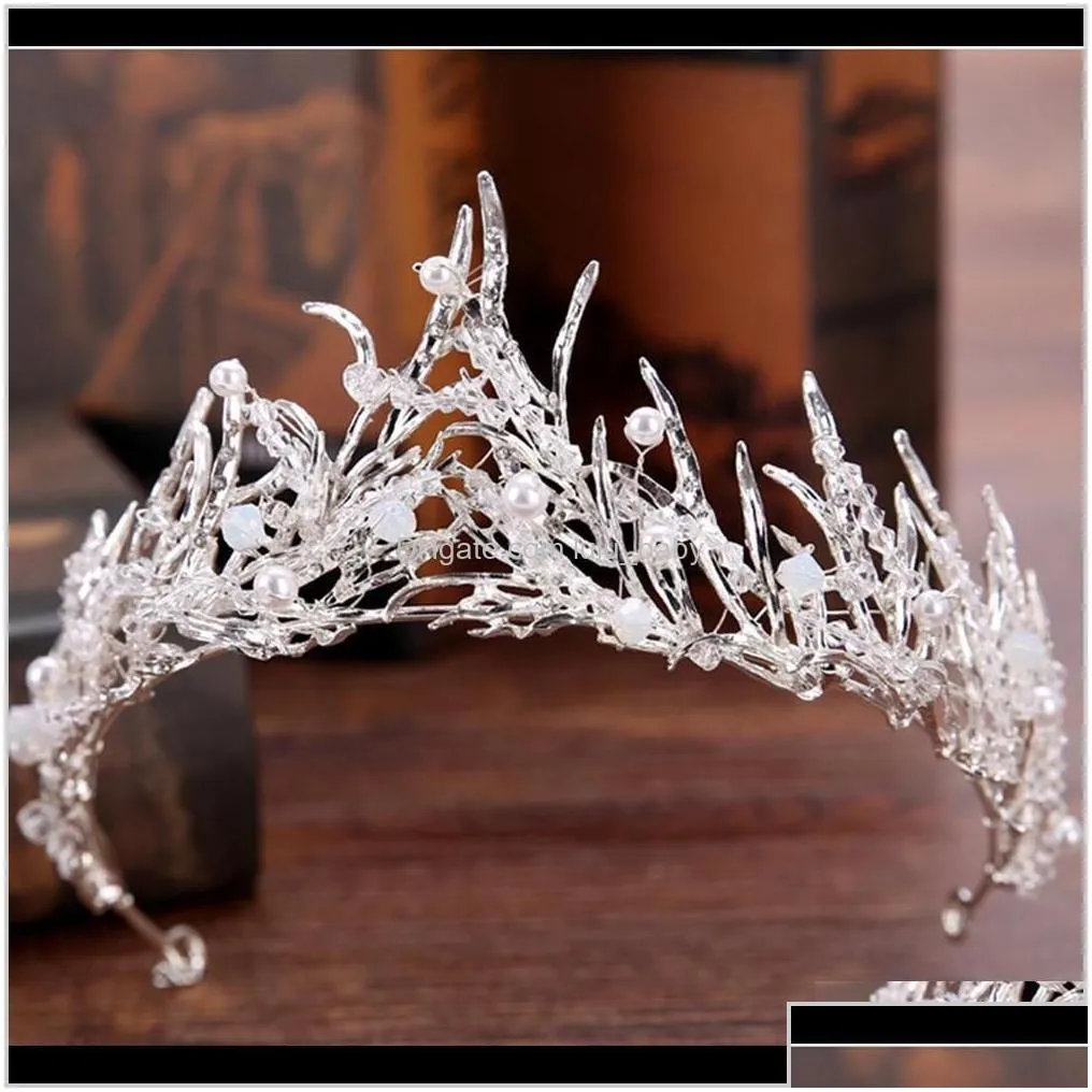 Us Warehouse Bridal Headbands Tiara Crown With Rhinestone And Simulated Pearl Wedding Headpiece Jewelry Hair Accessoires For Women Mzl