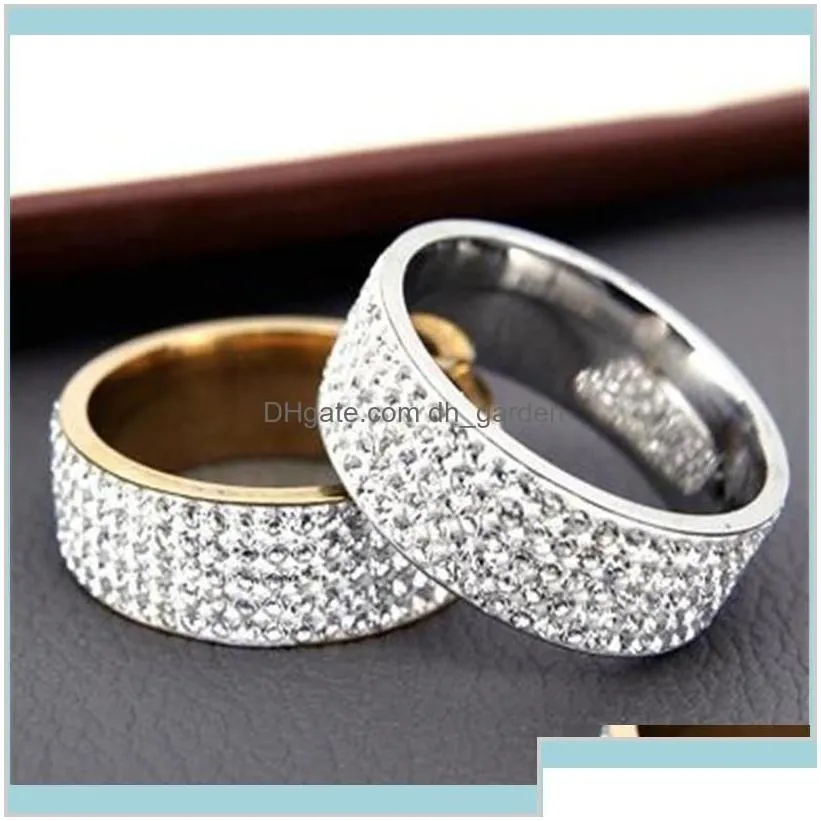 Fashion Stainless Steel 5 Rows Gold Color Crystal Wedding For Women Men Jelwery Accessories Papeh Band Rzytk