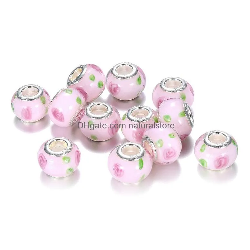 diy fantasy round shape handmade lampwork charms beads fits brand bracelets necklaces for women jewelry making 100pcs