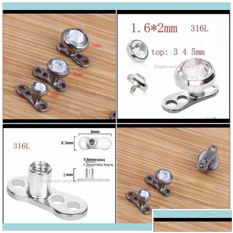 Plugs Jewelryplugs & Tunnels 316L Stainless Steel Skin Diver Piercing Micro Dermal Jewelry Body Drop Delivery 2021 5Lxsk