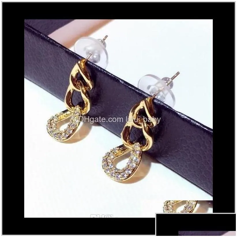 Metal Braided Geometric Trendy Long Earrings For Woman Girls Super Sparkling Diamonds Crystals Fashion Luxury Designer Gold Vj6Aq