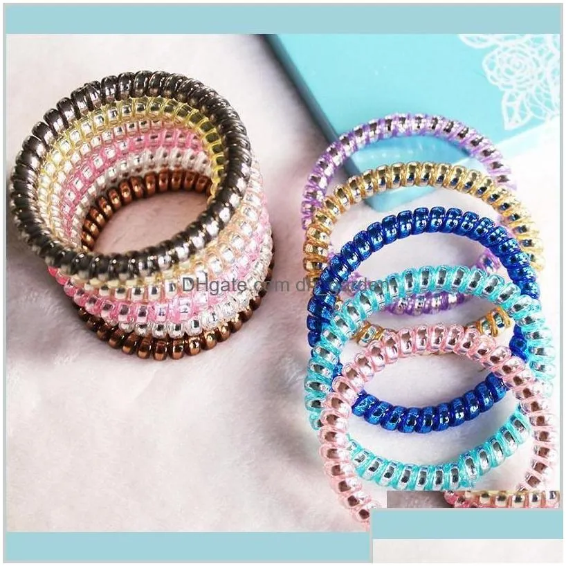 Ring Telephone Wire Cord Punk Coil Elastic Band Ties Rope Girls Headwear Accessories Scrunchies W6Xfx Bands Gymsr