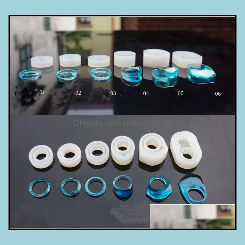 6 Pieces Assorted DIY Silicone Ring Mold for Resin Jewelry Making Craft