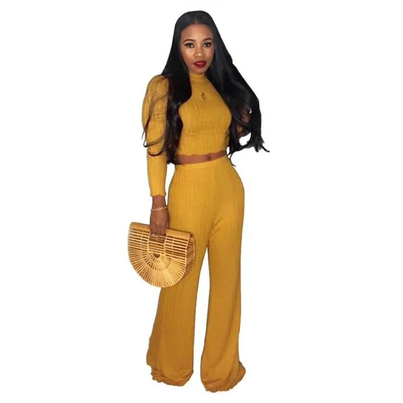 womens tracksuits knitted cotton sweaters women 2 piece set turtle neck crop top and pants outfits 2021 womens two