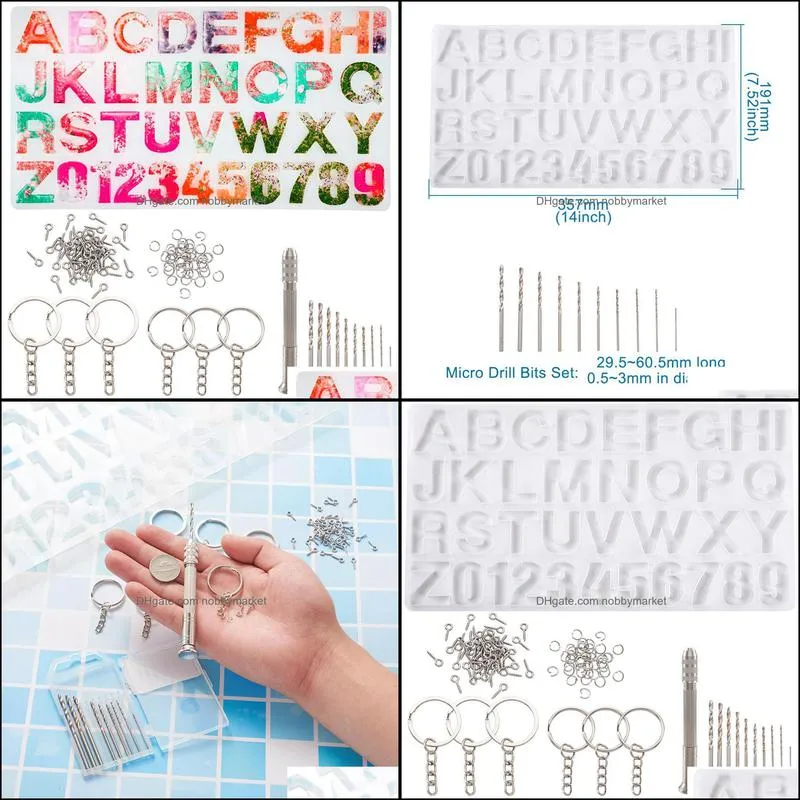 DIY Jewelry Sets with Silicone Moulds For UV Resin Epoxy Resin Jewelry Making Letter AZ and Number 09 Stainless Stell Findings