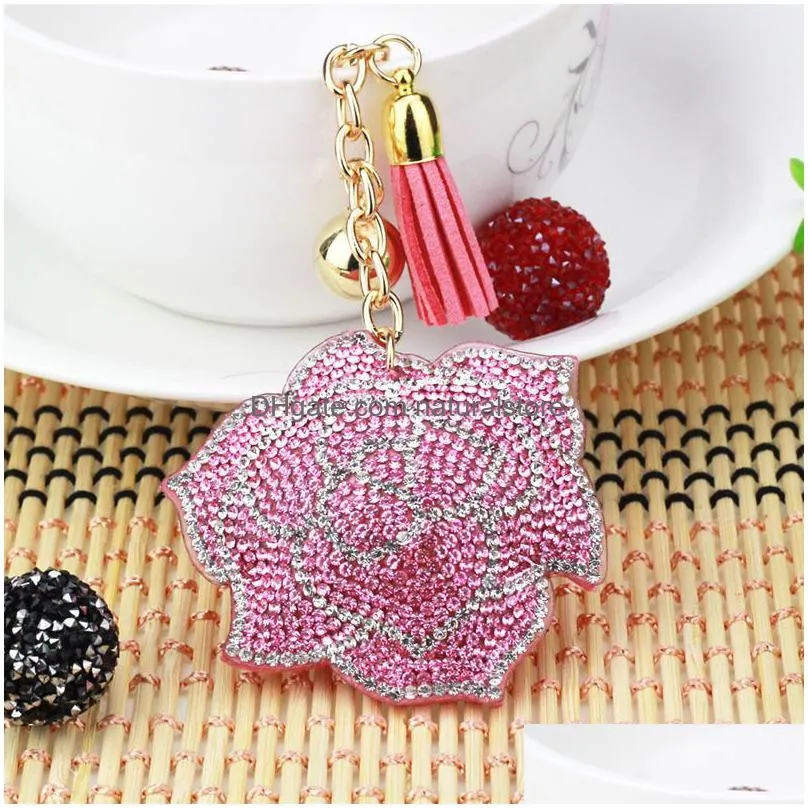 diamond painting key rings rose full drill special shaped women bag decoration pendant ornament keychain gift