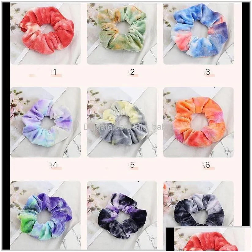 9 Colors Ins Velvet Hair Scrunchies Tie Dye Hair Band Stretchy Rainbow Hairbands Women Loop Holder Girls Hair Accessories Tjjqa Y7Yfd