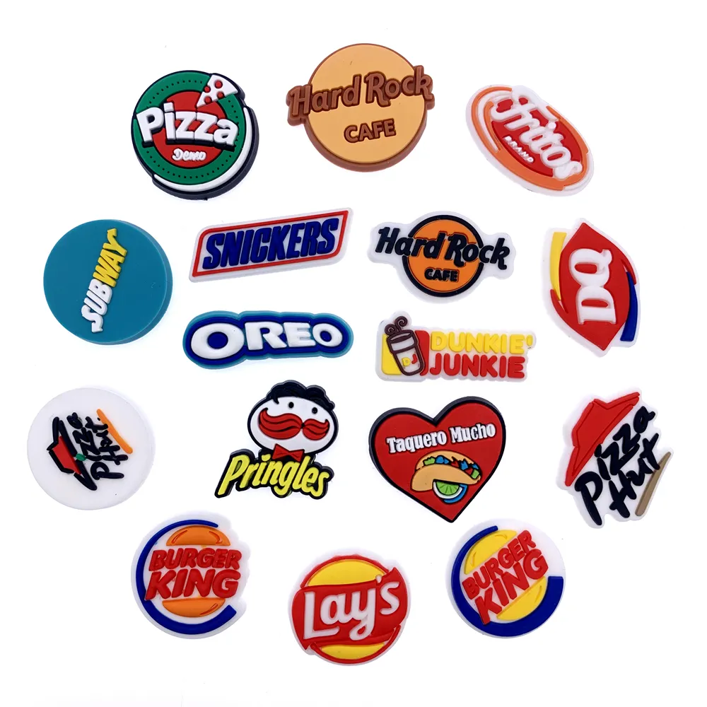 hot selling food logo icon shoes charms for kids party gifts diy hole slipper accessoires pizza clog decor buckle shoe decorations aliexpress