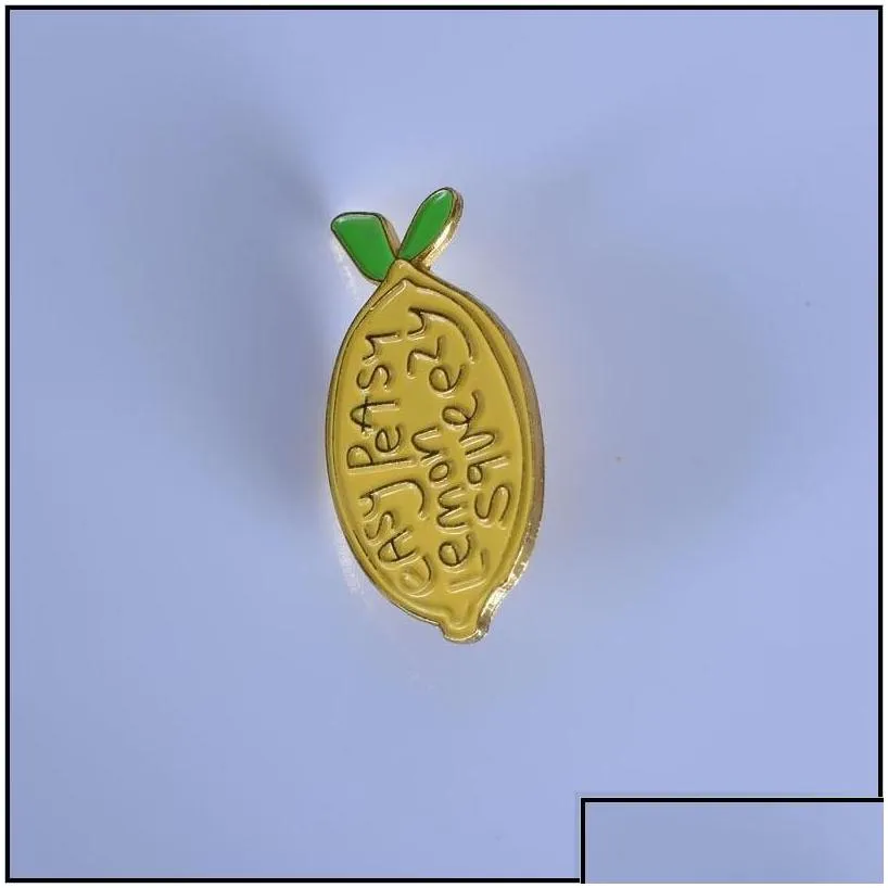 Pins Brooches New Cute Yellow Lemon Fruit Brooch Easy Peasy Squeezy Bright Enamel Pins Badge Backpack Lapel Brooches 633 H1 Dhgarden