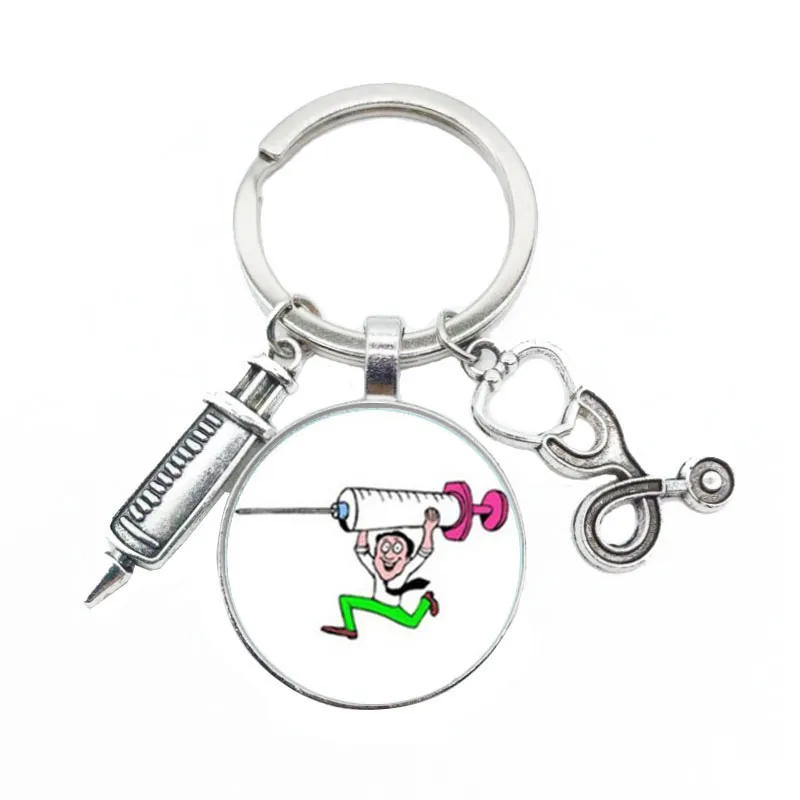 cute medical kechain with love heart angel key ring personality jewelry thanksgiving gift key holder for nurse and doctor key chains