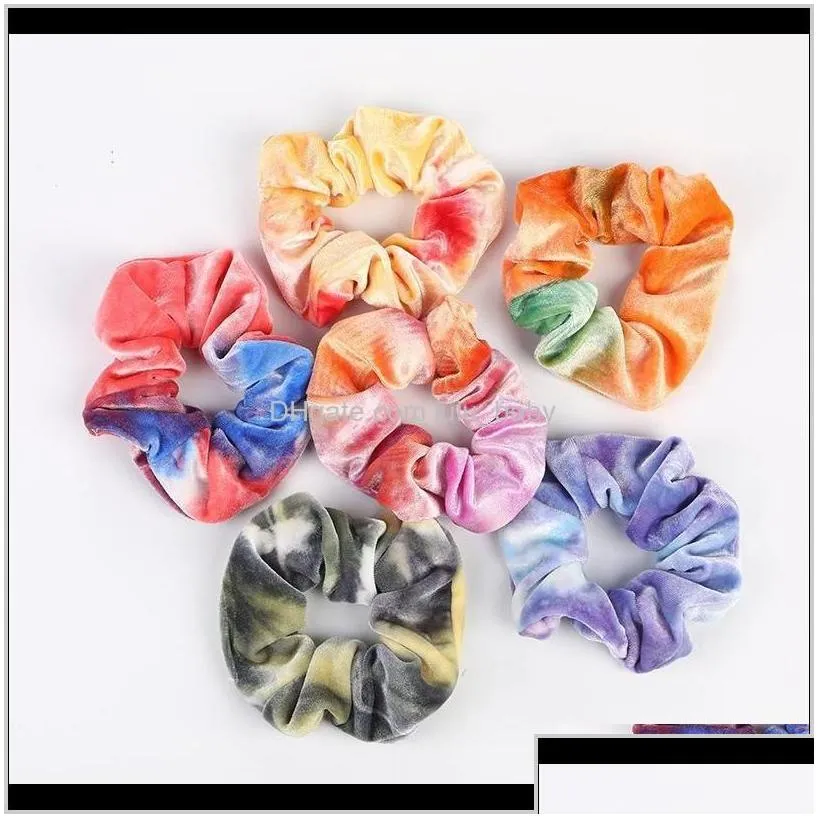 9 Colors Ins Velvet Hair Scrunchies Tie Dye Hair Band Stretchy Rainbow Hairbands Women Loop Holder Girls Hair Accessories Tjjqa Y7Yfd