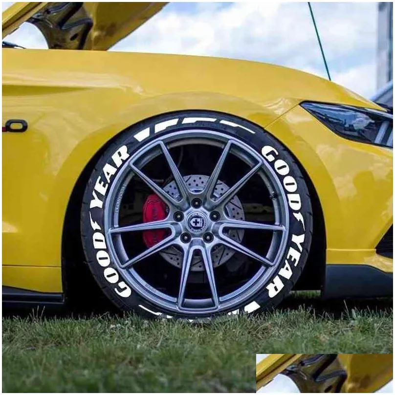 tire letter stickers rubber 3d car motorcycle wheel stickers custom car accessories decoration decals white red yellow color y220609