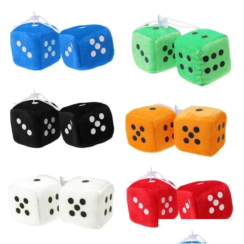interior decorations 1 pair fuzzy dice dots rear view mirror hanger decoration car styling accessorie