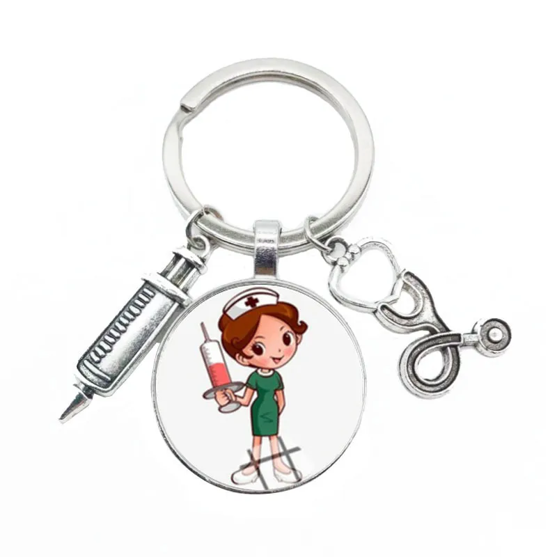cute medical kechain with love heart angel key ring personality jewelry thanksgiving gift key holder for nurse and doctor key chains