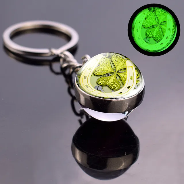 luminous clover keychain clover keychain clover glowing crystal ball key chain st patricks day gifts irish pendant jewelry key chains