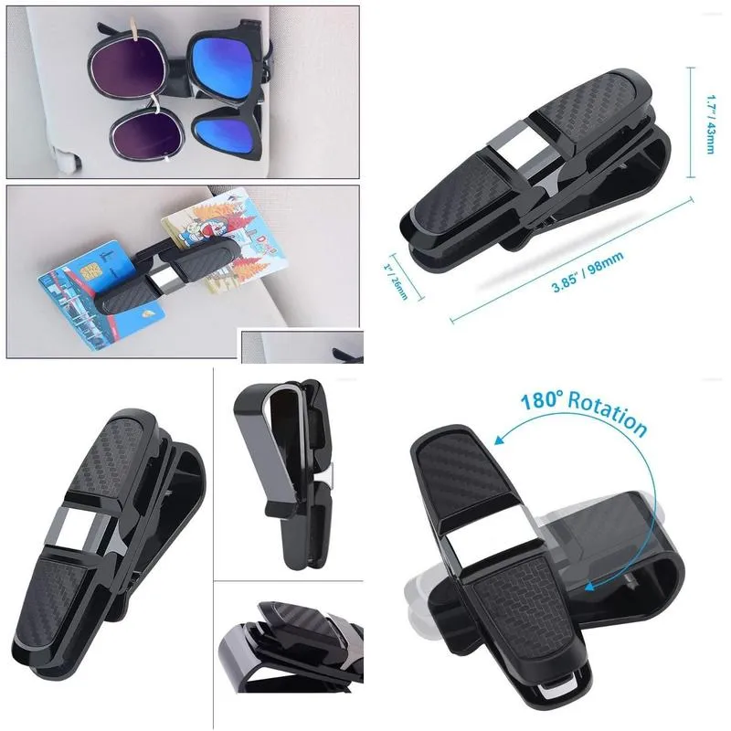 interior accessories 2pcs car sun visor sunglasses holder clip universal black ticket card clamp fastener cip glasses cases portable