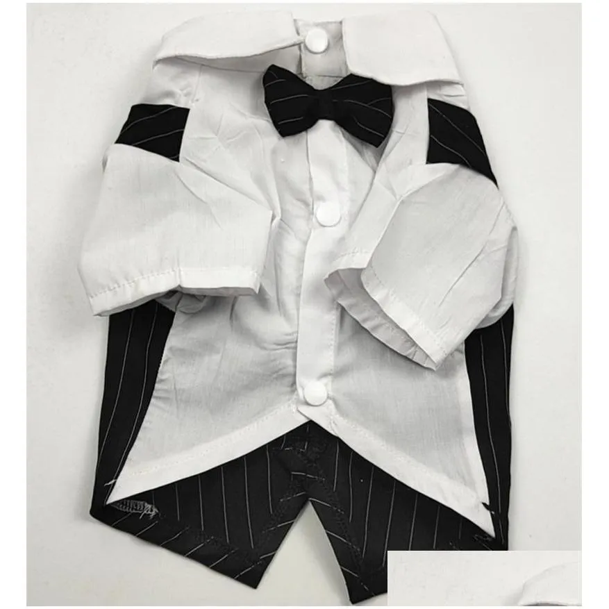 Dog Apparel Gentleman Wedding Suit Formal Shirt For Small Medium Dogs Bowtie Cat Clothes Tuxedo Pet Costume
