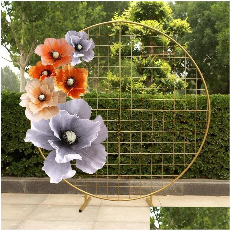 Decorative Flowers & Wreaths 30CM Large Poppy Artificial Flower Big Rose Head Wedding Decoration Display Shooting Props Fake Party