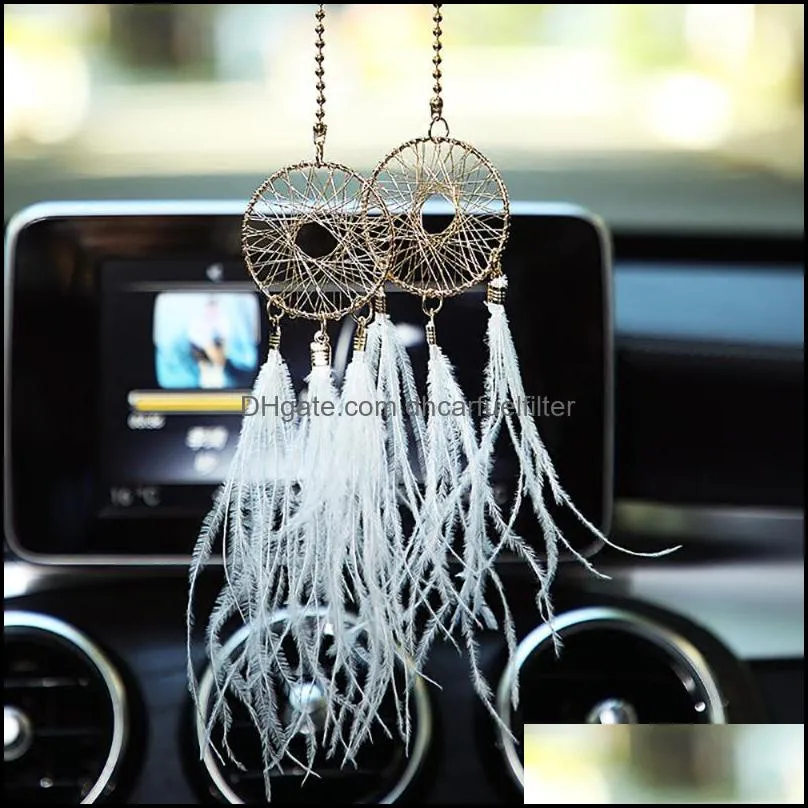 Interior Decorations Feather Dream Catcher Wind Chimes Decoration Car Pendant Charms Auto Rearview Mirror Hanging Ornaments Dreamcatcher