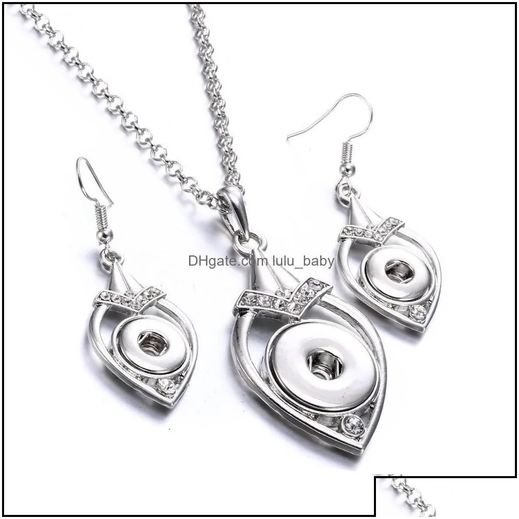 Earrings Necklace Sier Color Snap Button Jewelry Set 12Mm 18Mm Pendant Snaps Buttons For Women Noosa Drop Delivery 2021 Sets Lulubaby