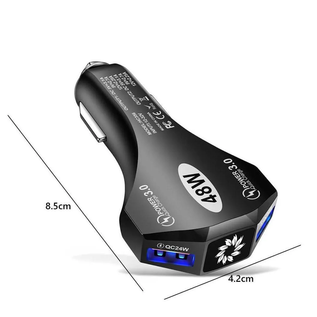 48w 2 ports usb qc3.0 portable car  auto fast charging adapter cigarette lighter for mobile phone