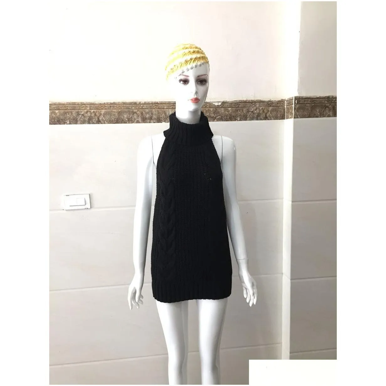 aiujxk autumn virgin killer sweater women turtleneck pullover sleeveless sexy backless knitted sweaters female jumper y200720