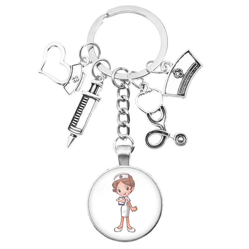 cute medical keychain with love heart key ring fashion jewelry thanksgiving gift key holder for nurse and doctor key chains