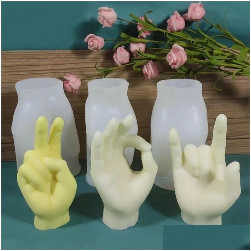 Craft Tools Silicone Candle Molds Gesture Finger Mould Creative Perfume 3D Making Kit For Cake Home Decoration O7L2