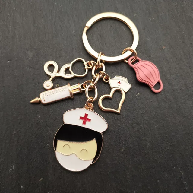 cute nurse face mask keychain medical students key holder thanksgiving gift for nurse and doctor