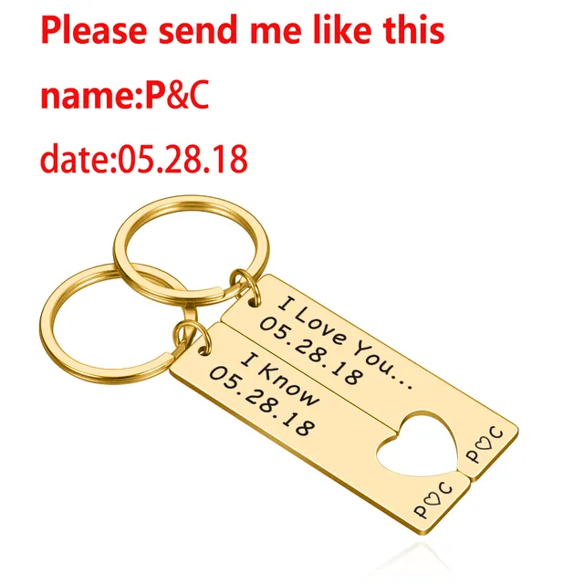 personalized heart keychain set engraved king date and name love keyring gift for couples girlfriend boyfriends key chain rings customized key chains