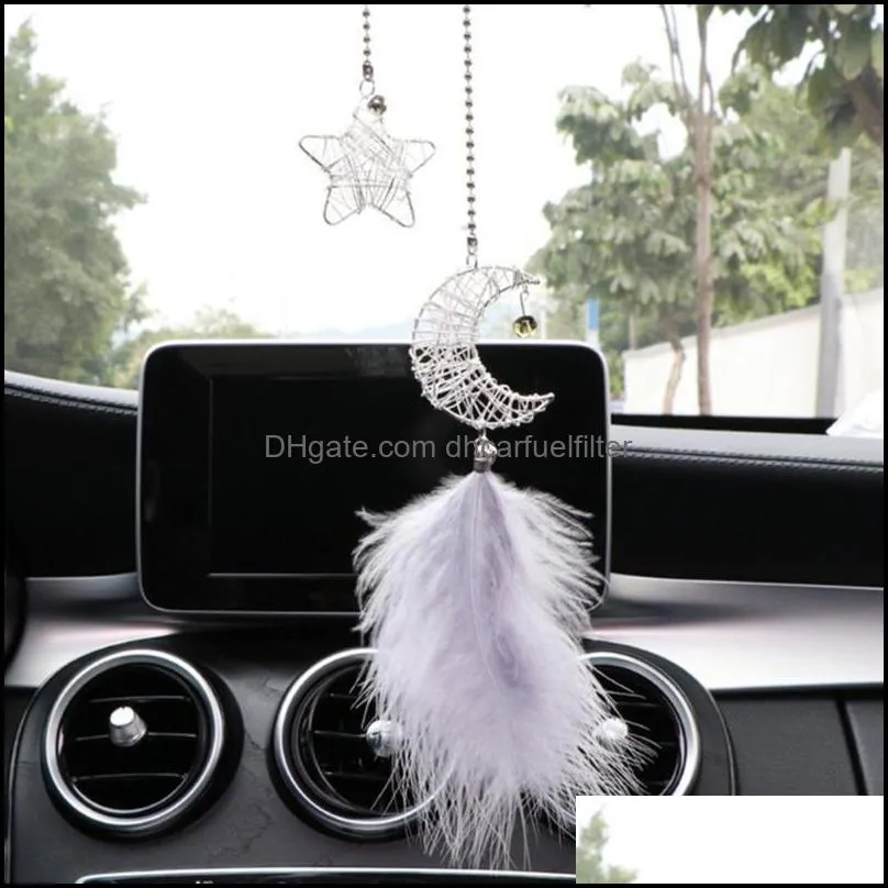 Interior Decorations Car Decoration Rearview Mirror Female Ornaments Starry Moon Dream Pendant Accessories Creative Gift