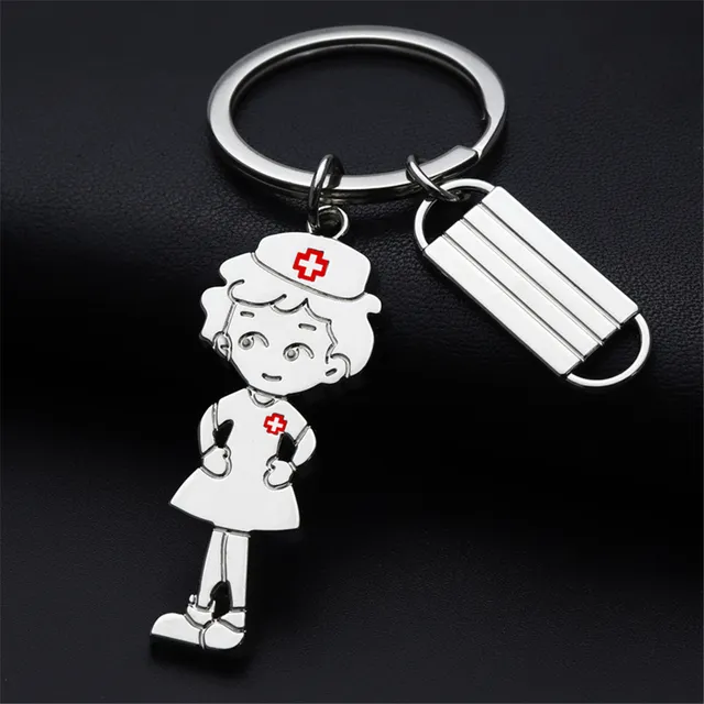 cute nurse face mask keychain medical students key holder thanksgiving gift for nurse and doctor