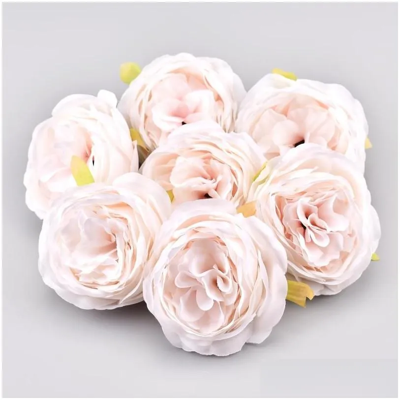 wholesale high-grade artificial peony white rose silk flower heads for wedding decoration diy wreath scrapbooking craft fake jllxup