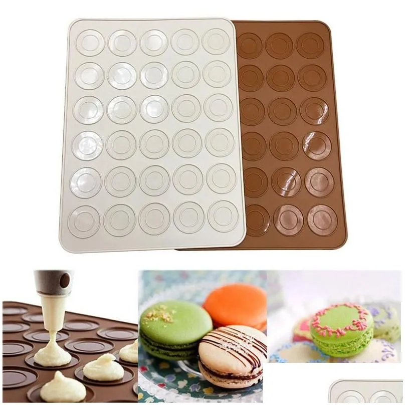 Baking Moulds 30/48 Holes Silicone Mat For Oven Macaron Non-Stick Cake Pad Bakeware Pastry Tools