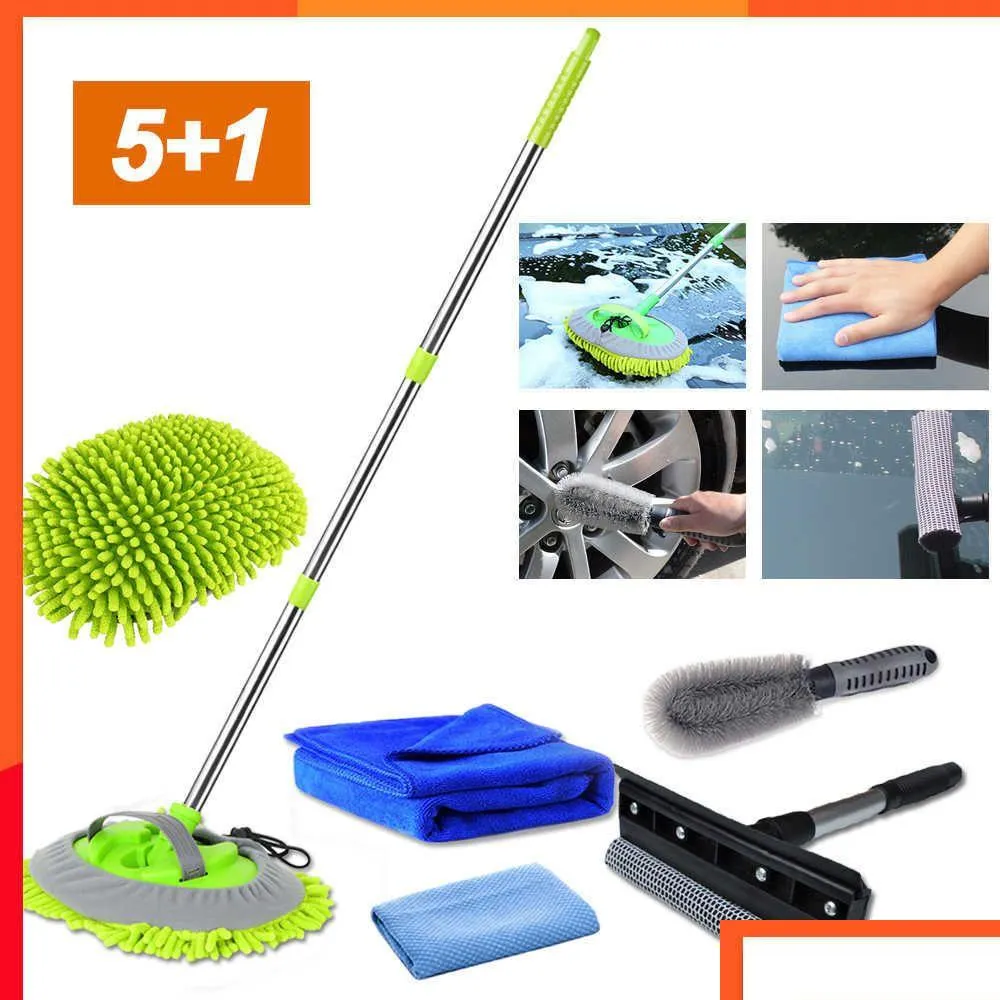  adjustable handle cleaning mop car window cleaner brush car washing tools for tire wheel rim cleaning chenille broom wash mops