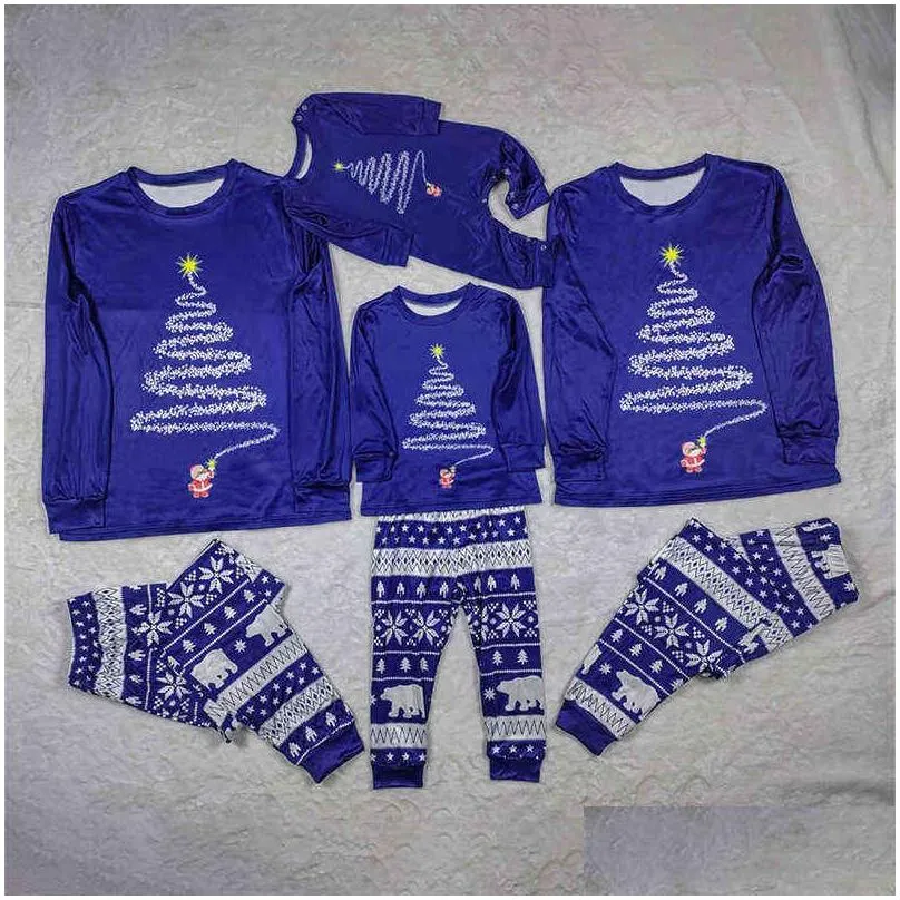 ciruiya matching christmas pajamas sets for family xmas outfit womens home wear art tree sleepwear children clothes 211116