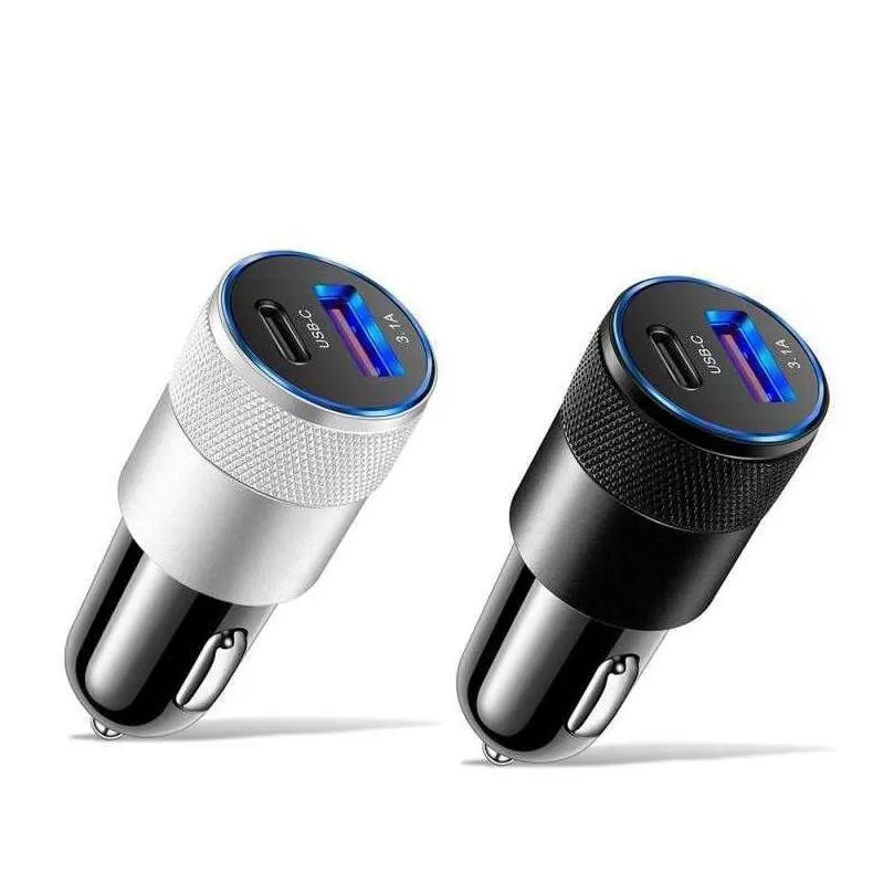 qc3.0 usb-c car  pd 3.1a type c 15w fast charging cigarette lighter adapter socket for mobile phone customizable