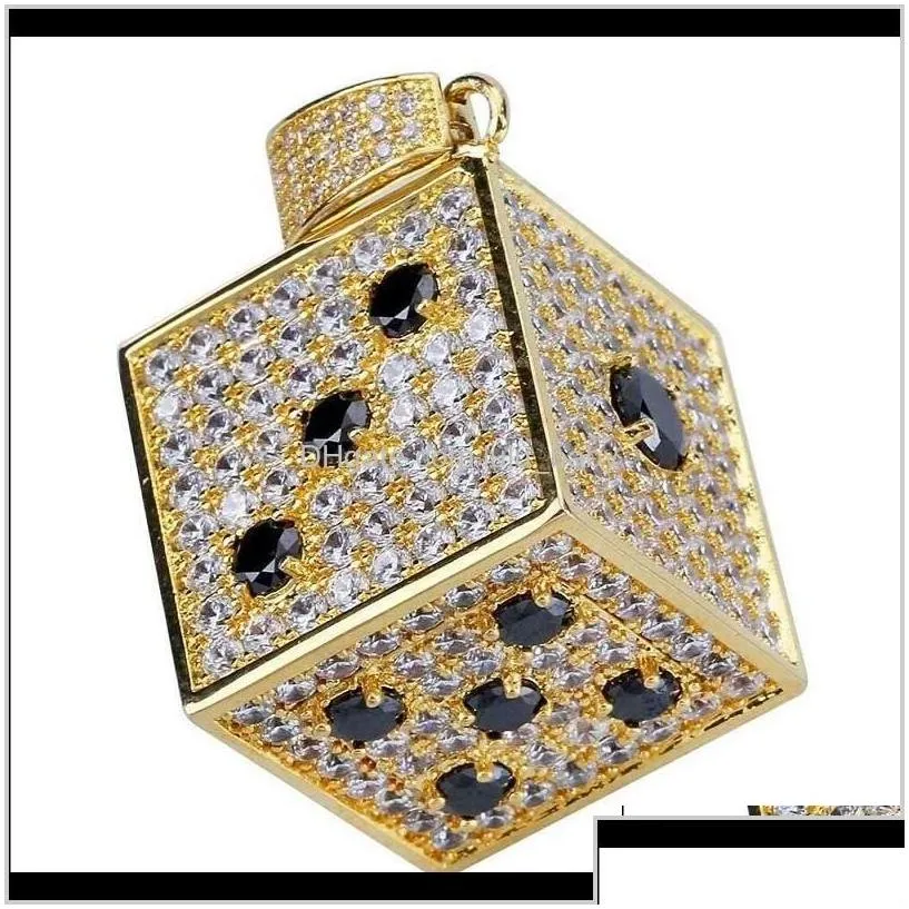 Iced Out Dice For Men Women Luxury Designer Mens Bling Diamond Cube Pendants Gold Silver Zircon Jewelry Love B2En Necklaces W69Ms