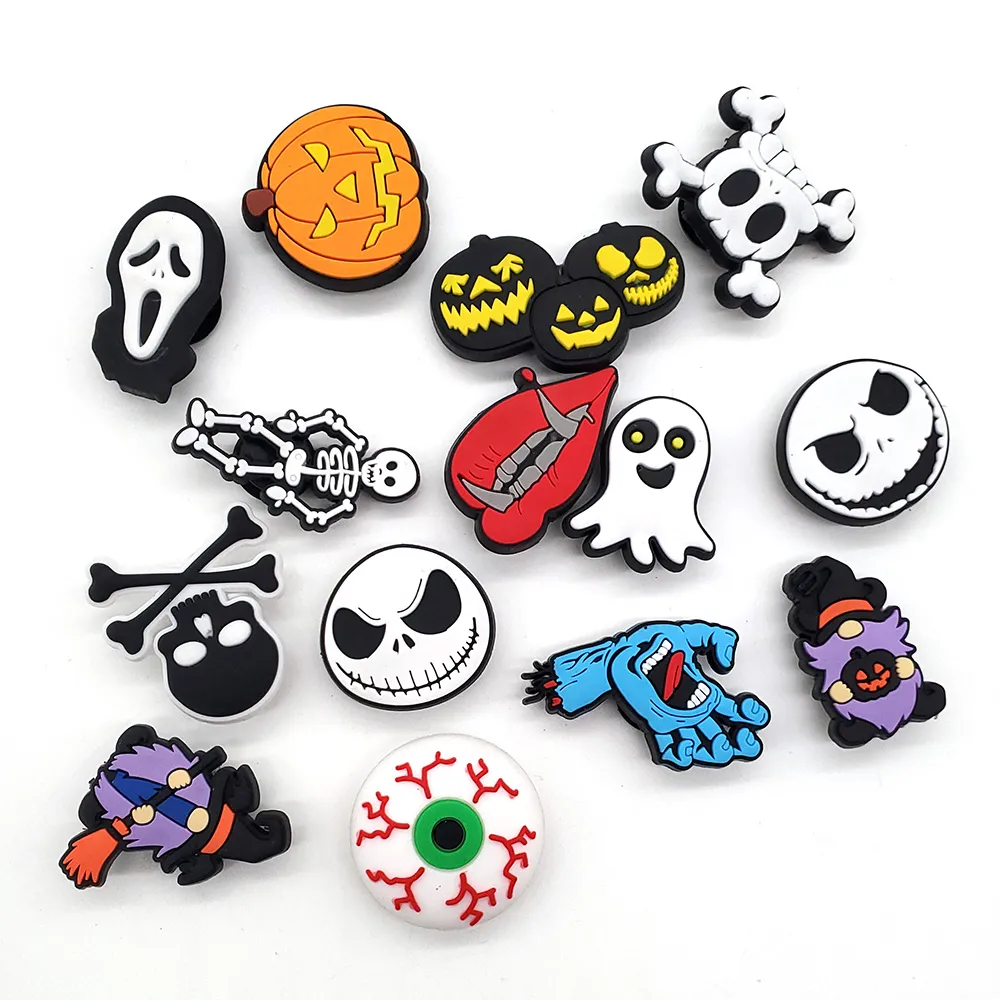 1pc cartoon ghost skull witches pvc shoe charms buckles decoration diy halloween jibz clog garden shoe accessories kids gifts shoe decorations aliexpress