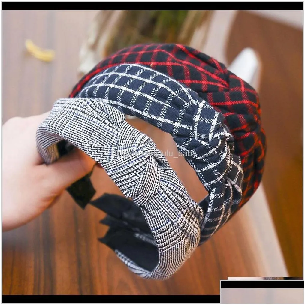 Haimeikang Plaid Cottonhair Accessories Knotted Hair Band For Women Headbands Hairbands Headwear Fashion C2Wwt Headband Clmbg