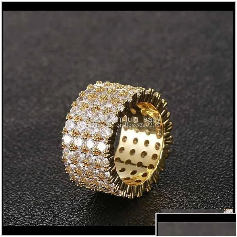 Size 612 Men Women Engagement Wedding Iced Out 4 Rows Cz Gold Silver Love Diamond Luxury Nice Gift 7Uwl2 Band Rgcdz