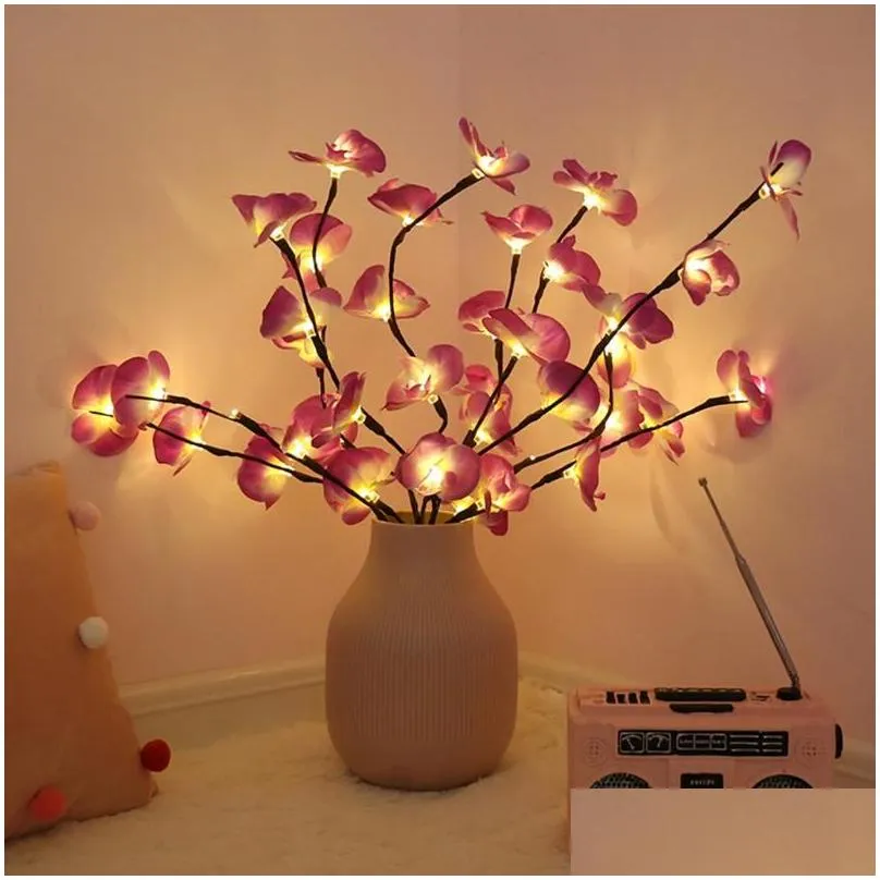 Phalaenopsis Tree Branch Light Floral Lights Home Christmas Party Garden Decor Led Bulb Home Decorative Fake Flowers #srn