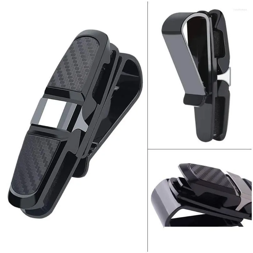 interior accessories 2pcs car sun visor sunglasses holder clip universal black ticket card clamp fastener cip glasses cases portable