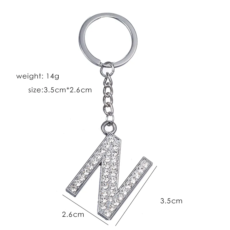 zrm fashion charm 26 english letters az alphabet keychains car bag crystal rhinestones alloy name keychains jewelry key chains