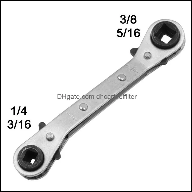 1/4 3/8 3/16 5/16 Double-ended Ratchet Manual Wrench Air Conditioning Refrigeration Valve Professional Tools Tool