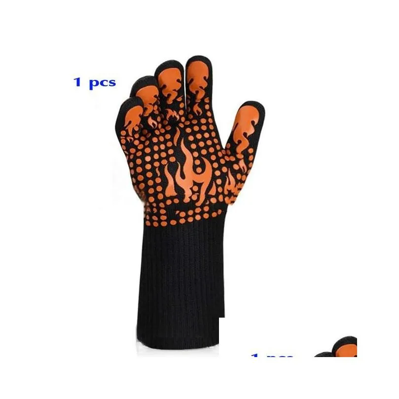 Oven Mitts BBQ Gloves High Temperature Resistance 500 800 Degrees Fireproof Barbecue Heat Insulation Microwave