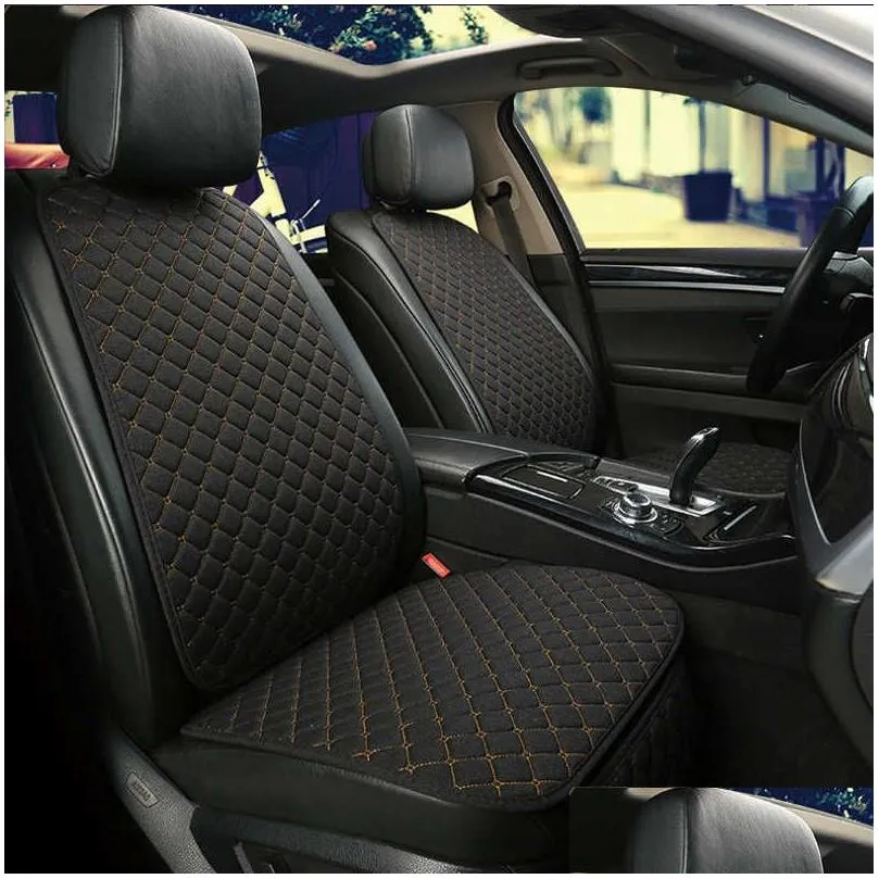 linen flax car seat cover protector front seat back cushion pad mat backrest auto interior styling for truck suv or van