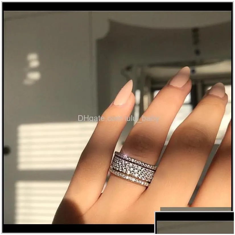 Jewelry Drop Delivery 2021 Vecalon Starlight Promise Ring 925 Sterling Sier Five Dazzling Layers Diamond Cz Engagement Wedding Band Rings