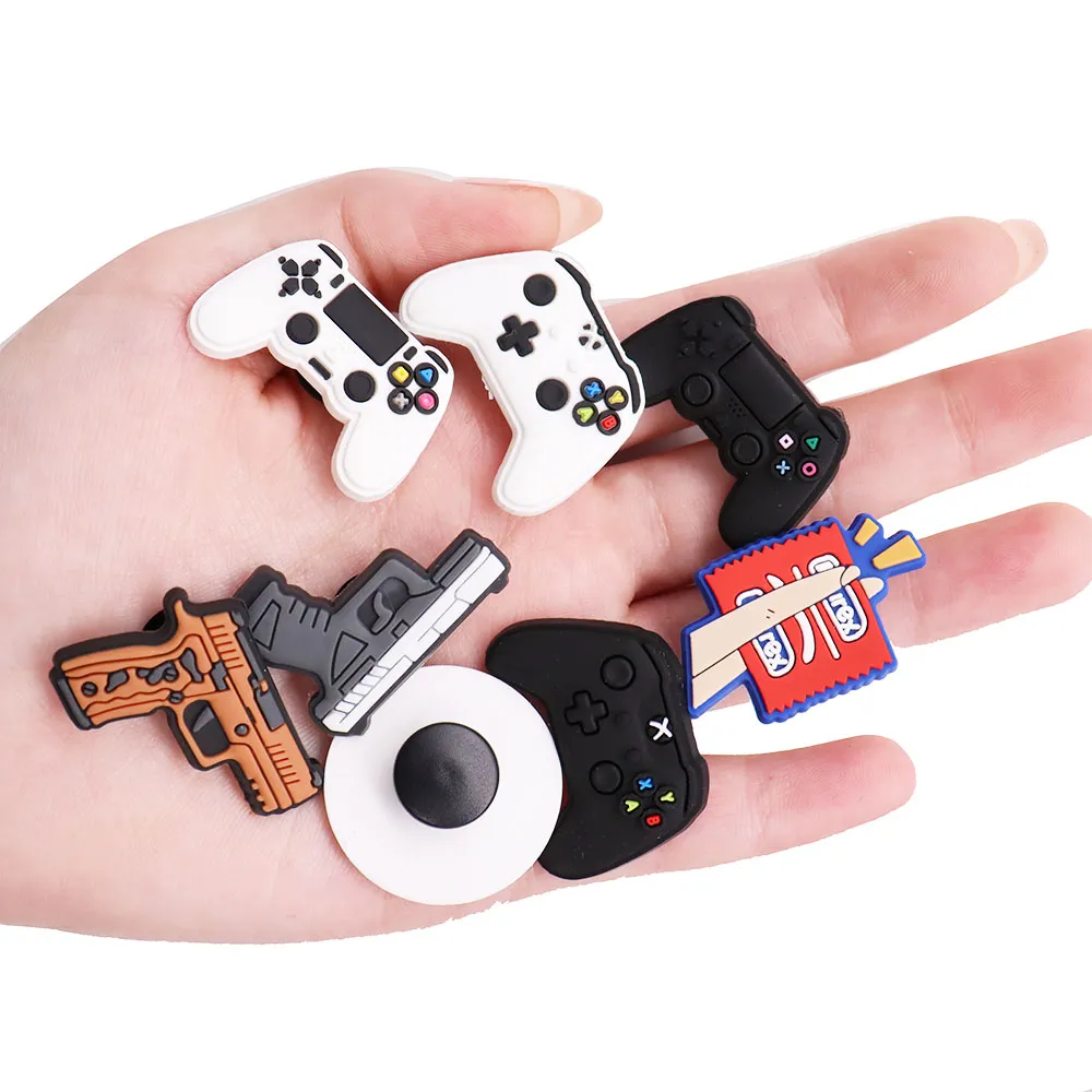 speical pvc gamepad pistol submachine gun sandals shoes accessories decoration fit buckle clog charms jibz kids gifts shoe decorations aliexpress